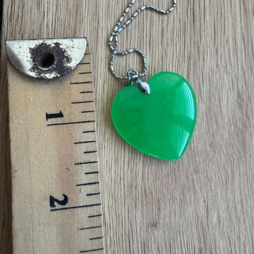 Sterling Silver Green Aventurine Heart Necklace - Picture 8 of 8